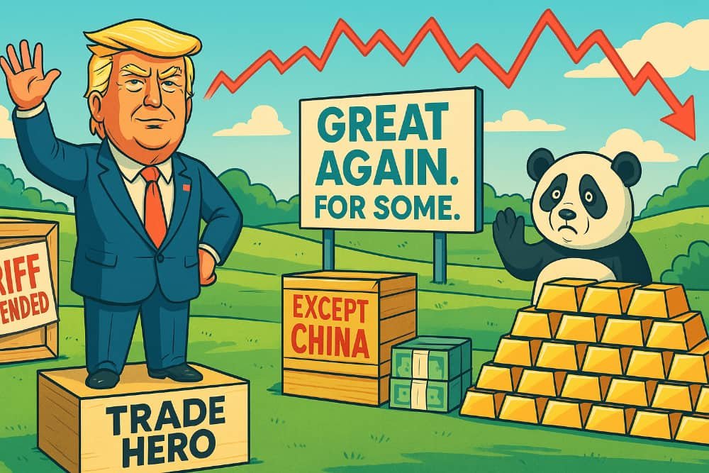 Trump Suspends All Tariffs Except China’s: “Everyone Can Kiss My Ass—Except Xi, He Can Wait in Line”